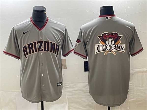 Mens Arizona Diamondbacks Gray Team Big Logo Cool Base Stitched Baseball Jerseys